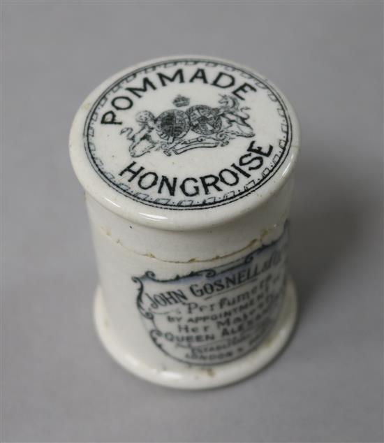 A John Gosnell & Co Ltd Pomade Hongroise pot and lid, height 5cm diam. 4cm